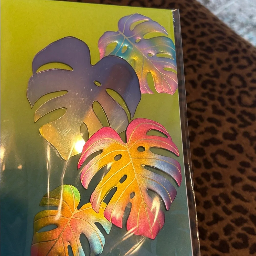 🆕Papyrus Mirrored Holographic Monstera Leaf Greeting Card